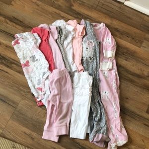 Baby girl large bundle onesies, pants and sleepers